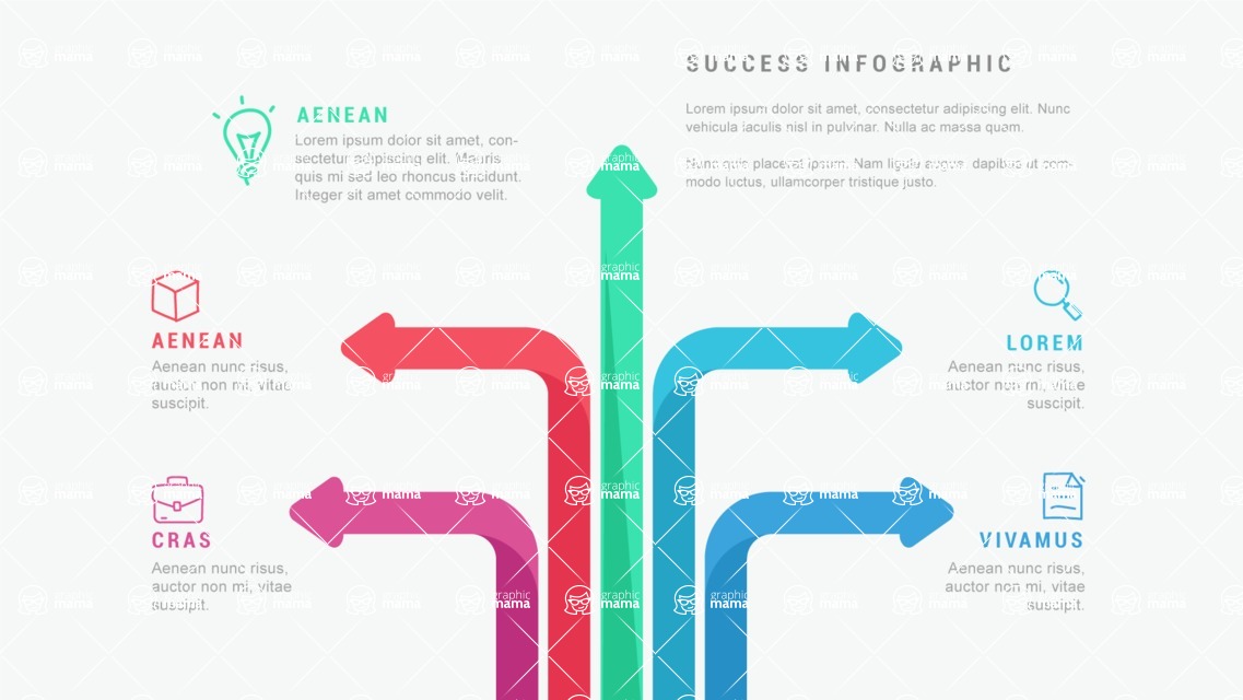 Infographic Templates Collection - Vector, Photoshop, PowerPoint, Google Slides - 5 Data Arrows Infographic Template